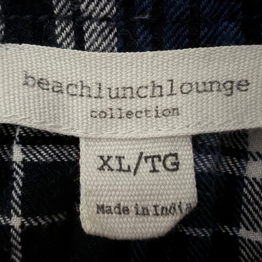 Beachlunchlounge XL Blue Plaid Cotton Shirt Dress Tunic Navy White Long Sleeve - Picture 3 of 6